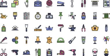 Düzenlenebilir Vuruşlu Yüksek Kalite Vektör Simgeleri Koleksiyonu el sanatları simgeleri. Profesyonel ve Yaratıcı Projeler için ideal.