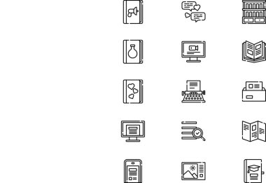 Edebiyat simgeleri koleksiyonu düzenlenebilir felçli bir vektör illüstrasyonudur.