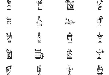 Kokteyl Simgeleri koleksiyonu düzenlenebilir felçli bir vektör illüstrasyonudur.