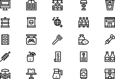 Bar simgeleri koleksiyonu düzenlenebilir felçli bir vektör illüstrasyonudur.