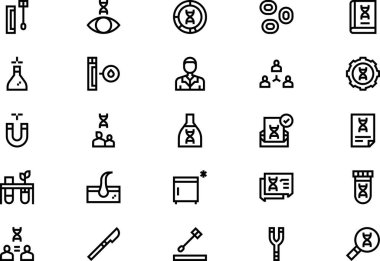 Genetik simge koleksiyonu, düzenlenebilir felçli bir vektör illüstrasyonudur.