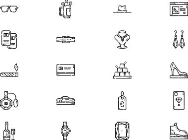 Luxury shop icons collection is a vector illustration with editable stroke. clipart