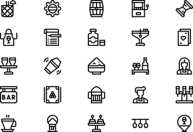 Bar simgeleri koleksiyonu düzenlenebilir felçli bir vektör illüstrasyonudur.