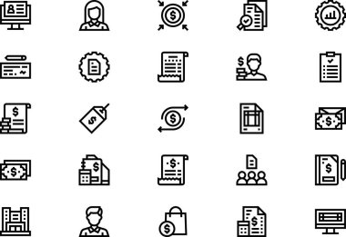 İdari işlem simgeleri koleksiyonu düzenlenebilir felçli bir vektör illüstrasyonudur.