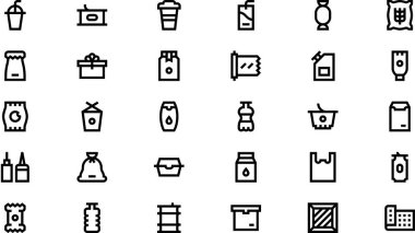 Düzenlenebilir Vuruşlu Paketleme Simgeleri Yüksek Kaliteli Vektör Simgeleri Koleksiyonu. Profesyonel ve Yaratıcı Projeler için ideal.