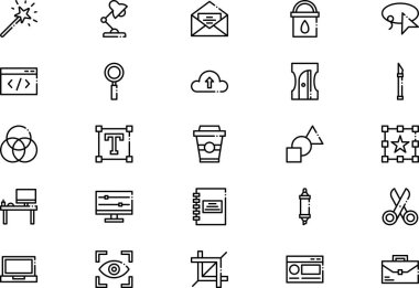 Grafik Tasarım Simgeleri koleksiyonu, düzenlenebilir felçli bir vektör illüstrasyonudur.