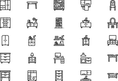 Furnitures icons collection is a vector illustration with editable stroke. clipart