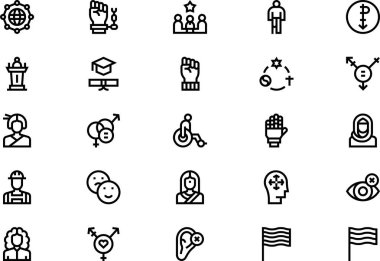 Çeşitlilik içerme simgeleri koleksiyonu düzenlenebilir felçli bir vektör illüstrasyonudur.