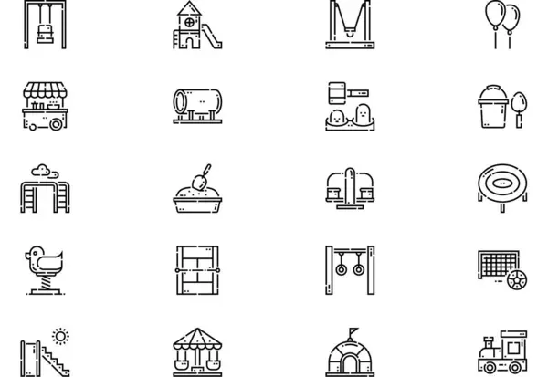 Oyun alanı simgeleri koleksiyonu düzenlenebilir felçli bir vektör illüstrasyonudur.