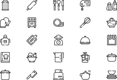 Mutfak Simgeleri koleksiyonu düzenlenebilir felçli bir vektör illüstrasyonudur.