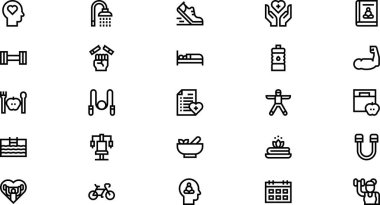 Düzenlenebilir Vuruşlu Fiziksel Refah Simgeleri Yüksek Kalite Vektör Simgeleri Koleksiyonu. Profesyonel ve Yaratıcı Projeler için ideal.