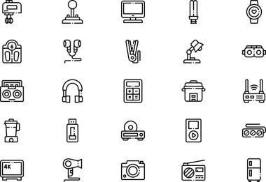 Elektronik aygıt simgeleri koleksiyonu düzenlenebilir felçli bir vektör illüstrasyonudur.