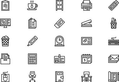 İş yeri simgeleri koleksiyonu düzenlenebilir felçli bir vektör illüstrasyonudur.