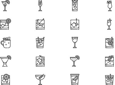 Cocktails icons collection is a vector illustration with editable stroke. clipart