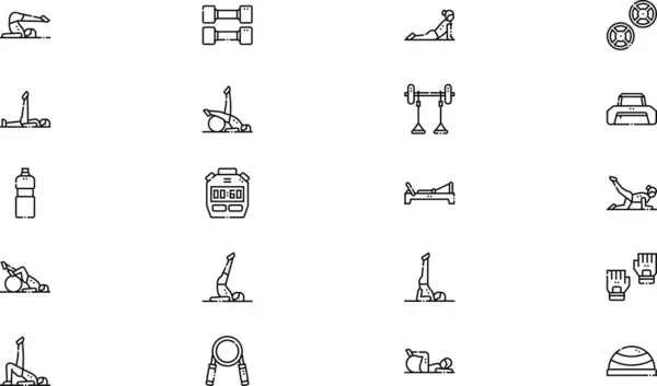 Pilates simgeleri koleksiyonu düzenlenebilir felçli bir vektör illüstrasyonudur.