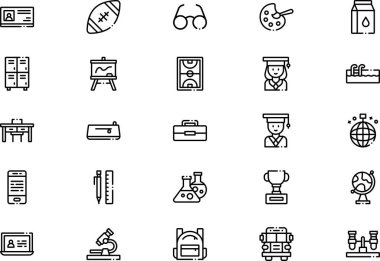 Lise simgeleri koleksiyonu düzenlenebilir felçli bir vektör illüstrasyonudur.