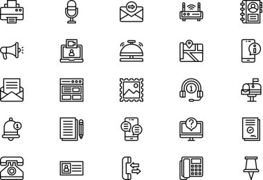 Bizimle bağlantı kurun simge koleksiyonu düzenlenebilir felçli bir vektör illüstrasyonudur.