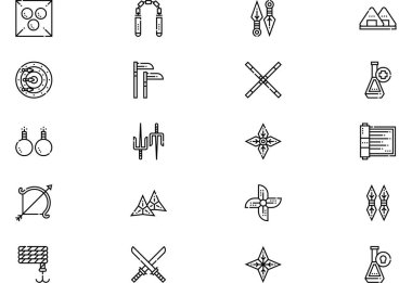 Ninja icons collection is a vector illustration with editable stroke. clipart