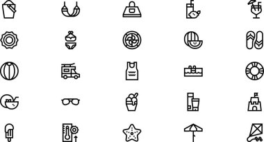 Yaz simgeleri Yüksek Kaliteli Vektör Simgeleri Düzenlenebilir Vuruşla Koleksiyonu. Profesyonel ve Yaratıcı Projeler için ideal.