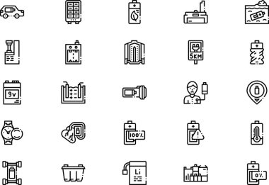 Batarya simgeleri koleksiyonu düzenlenebilir felçli bir vektör illüstrasyonudur.