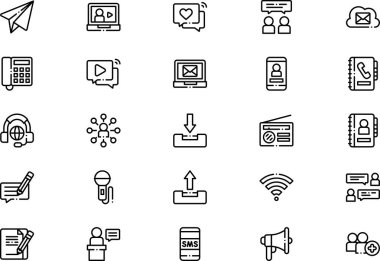 İletişim simgeleri koleksiyonu düzenlenebilir felçli bir vektör illüstrasyonudur.