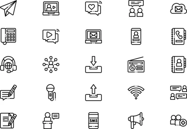 İletişim simgeleri koleksiyonu düzenlenebilir felçli bir vektör illüstrasyonudur.