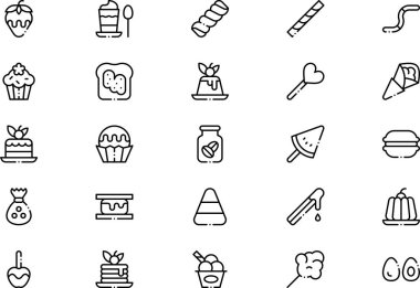 Şekerleme simgeleri koleksiyonu düzenlenebilir felçli bir vektör illüstrasyonudur.