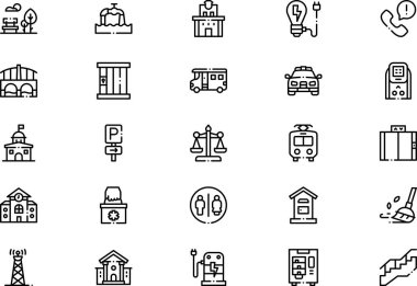 Kamu hizmetleri simgeleri koleksiyonu düzenlenebilir felçli bir vektör illüstrasyonudur.