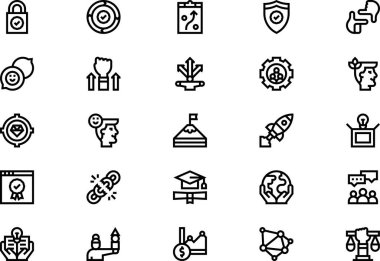 Temel değer simgeleri koleksiyonu düzenlenebilir felçli bir vektör illüstrasyonudur.