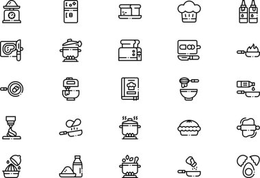 Yemek Simgeleri koleksiyonu düzenlenebilir felçli bir vektör illüstrasyonudur.