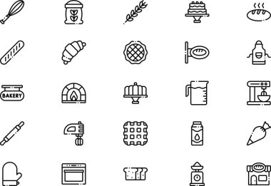 Pastane simgeleri koleksiyonu düzenlenebilir felçli bir vektör illüstrasyonudur.