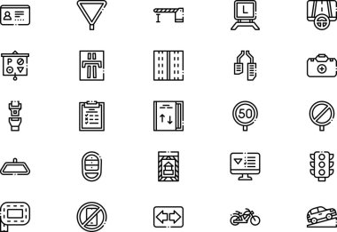 Sürücü simgeleri koleksiyonu düzenlenebilir felçli bir vektör illüstrasyonudur.