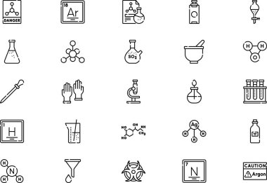 Chemistry laboratory icons collection is a vector illustration with editable stroke. clipart