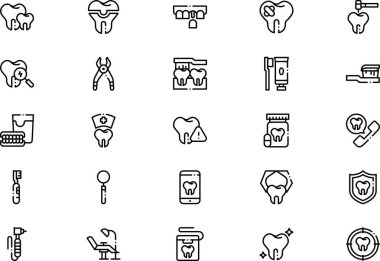 Dişçi simgeleri koleksiyonu düzenlenebilir felçli bir vektör illüstrasyonudur.