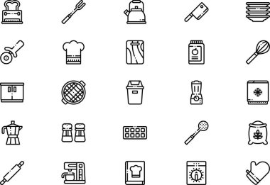 Mutfak Simgeleri koleksiyonu düzenlenebilir felçli bir vektör illüstrasyonudur.