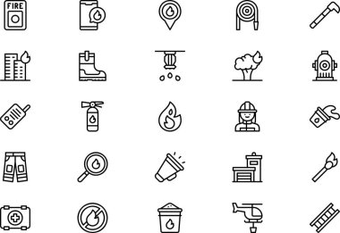 İtfaiyeci Simgeleri koleksiyonu düzenlenebilir felçli bir vektör illüstrasyonudur.