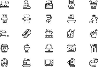 Gastronomi simgeleri koleksiyonu düzenlenebilir felçli bir vektör illüstrasyonudur.