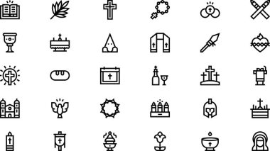 Kutsal hafta simgeleri Yüksek Kalite Vektör Simgeleri Düzenlenebilir Vuruşlar Koleksiyonu. Profesyonel ve Yaratıcı Projeler için ideal.