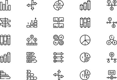 Bilgi ögeleri simgeleri koleksiyonu düzenlenebilir felçli bir vektör illüstrasyonudur.