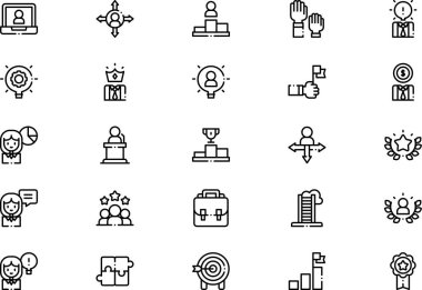 Liderlik simgeleri koleksiyonu düzenlenebilir felçli bir vektör illüstrasyonudur.