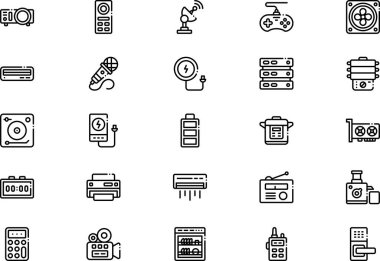 Electronic devices icons collection is a vector illustration with editable stroke. clipart