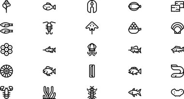 Fish and seafood icons High-Quality Vector Icons Collection with Editable Stroke. Ideal for Professional and Creative Projects. clipart