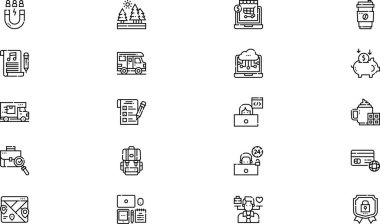 Dijital göçebe simgeleri koleksiyonu, düzenlenebilir felçli bir vektör illüstrasyonudur.