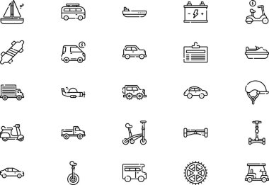 Kişisel taşıma simgeleri koleksiyonu düzenlenebilir felçli bir vektör illüstrasyonudur.