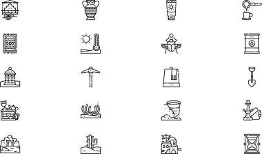 Çöl simgeleri koleksiyonu düzenlenebilir felçli bir vektör illüstrasyonudur.