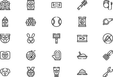 Pets Icons koleksiyonu düzenlenebilir felçli bir vektör illüstrasyonudur.