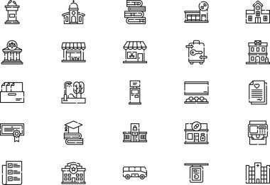 Kamu hizmetleri simgeleri koleksiyonu düzenlenebilir felçli bir vektör illüstrasyonudur.