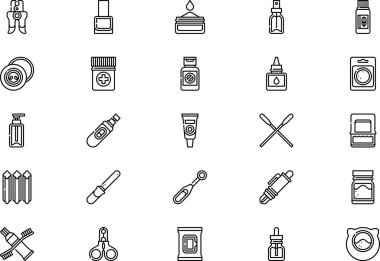 Hayvan tımarlama simgeleri koleksiyonu, düzenlenebilir felçli bir vektör illüstrasyonudur.