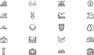 Tropical icons collection is a vector illustration with editable stroke. clipart