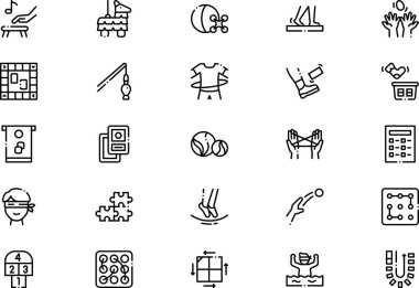 Çocuk simgeleri koleksiyonu için oyunlar düzenlenebilir felçli bir vektör illüstrasyonudur.